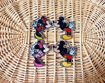 Minnie and Mickey Kissing Iron On Patches - Sold Individually