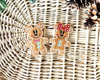 Mickey and Minnie Gingerbread Iron-On Patch