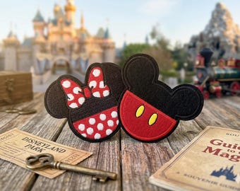 Mickey and Minnie Silhouette Iron On Patch