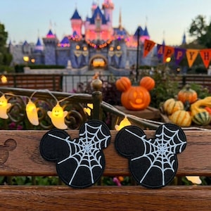 Mickey Mouse Spider Web Halloween Iron On Patch