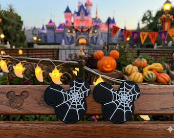 Mickey Mouse Spider Web Halloween Iron On Patch