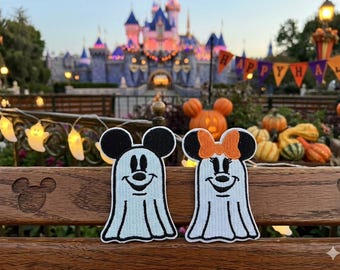 Mickey and Minnie Mouse Ghost Patch – Halloween Iron On Applique