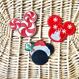 Christmas Mickey Iron On Patch – Embroidered Holiday Applique