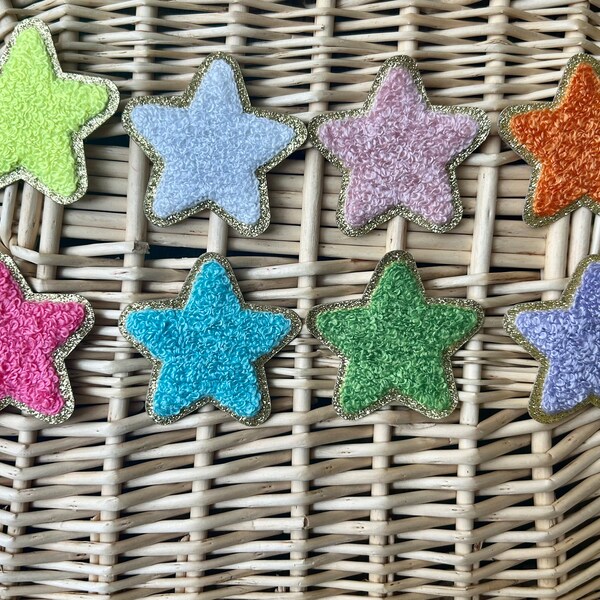 2” Chenille Star Patch - Self Adhesive/Iron On/Glue On