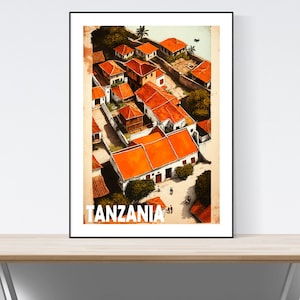 Zanzibar Tanzania Travel Poster, Tanzania Print, Tanzania Art Print, Tanzania Illustration, A3/A4/A5 Tanzania Vintage Travel Poster Inspired