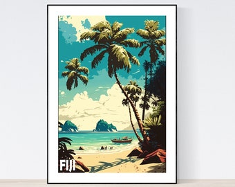 Fiji Travel Poster, Vintage Travel Poster, Fiji Travel Print, A3/A4/A5, Gift, Present Idea, Fiji Print, Fiji Gift Idea, Fiji island