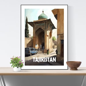 Tajikistan Travel Poster, Tajikistan Print, Tajikistan Vintage Art Print, Illustration, A3/A4/A5, Gift, Present Idea, Retro