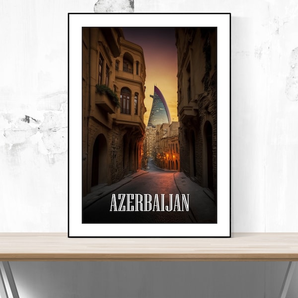 Azerbaijan Travel Poster, Azerbaijan Print, Azerbaijan Art, Azerbaijan Vintage, Azerbaijan Decor, A3/A4/A5, Gift, Present Idea,