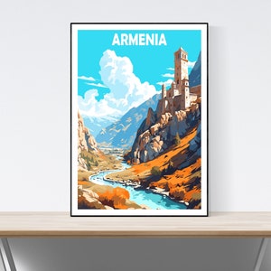 Armenia Travel Poster, Vintage Travel Poster, Geghard Monastery, Armenian Church, Gift, Present Idea, Armenia Gift Idea, Armenia, Yerevan,