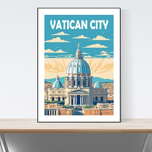 Vatican City Travel Poster, St. Peter&#39;s Basilica Travel Print, Europe, Italy, Religious, Home Decor,  Wedding Gift, Christmas, Birthday,