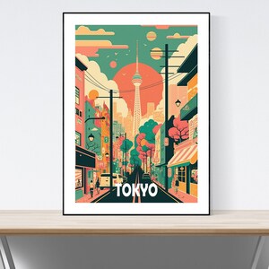 Tokyo Travel Poster, Vintage Travel Poster, Tokyo Travel Print, A3/A4/A5, Gift, Present Idea, Tokyo Illustration, Tokyo City