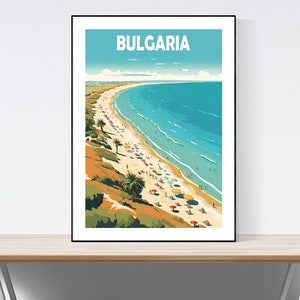 Bulgaria Beach Travel Poster, Bulgaria Travel Print, Bulgaria Art Print, Eastern Europe Nature Poster, Wedding Gift, Present Idea, Sunny Day