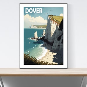 White Cliffs of Dover Print, Dover Travel Poster, Kent Print, Durdle Door Art, English Decor, A3/A4/A5, Gift, Present Idea, Seaside Print