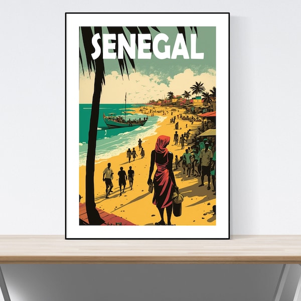 Senegal Reise Poster, Dakar Print, Stadt, Markt, Strand Hafen Westafrika Reise Print, A3/A4/A5/A6 Geschenk, Geschenk Idee, Landschaft,