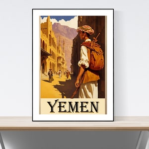 Yemen Vintage Style Travel Poster, Yemen Print, Vintage Art Print, Illustration,A3/A4/A5, Gift, Present Idea, Retro