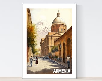 Armenia Travel Poster, Vintage Travel Poster, Armenia Illustration, A3/A4/A5, Gift, Present Idea, Armenia Gift Idea, Armenia, Yerevan