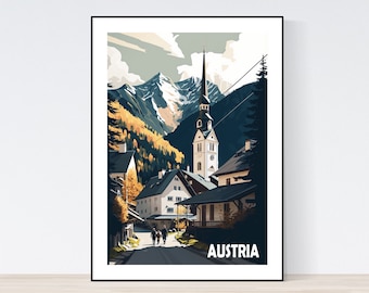 Austria Travel Poster, Vintage Austria Travel Poster, Austria Print, Austrian Mountains, A3/A4/A5, Gift Idea, Austrian Mountains