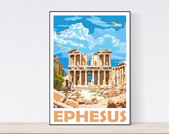 Ephesus Travel Poster, Ephesus Travel Print, Turkey Travel Print, Large Sizes Available, Ephesus Ancient City, Turkey History, Roman History