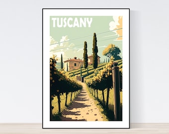 Tuscany Vineyard Travel Poster, Tuscany Wine Vineyard, Italy Travel Print, Porto Print, Italian Landscape, A3/A4/A5, Wall Art, Gift Idea