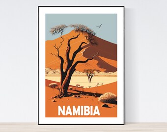 Namibia Travel Poster, Namibia Travel Print, Sossusvlei Art Print, Desert Poster A3/A4/A5, Gift, Present Idea, Landscape, National Park