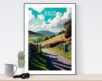 Wales Travel Poster, Wales Print, Wales Art, Wales Digital Art Print, Wales Decor, A3/A4/A5, Gift, Present Idea, Birthday,