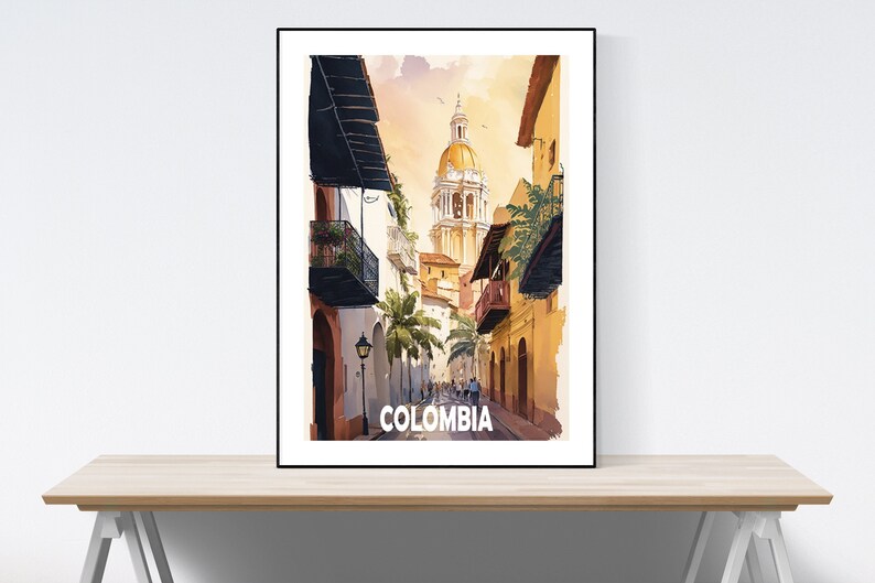 Affiche Déco Voyage Colombie - Impression Sur Toile A4 30x40cm, Paysage Urbain Coloré, Décoration Murale Pour Salon, Chambre, Bureau