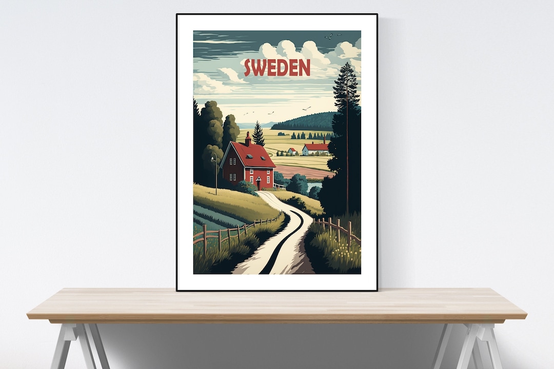 Sweden Travel Poster, Sweden Forest Print, Sweden Art Print, Sweden