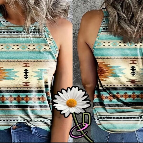 Aztec Design Sleeveless Top