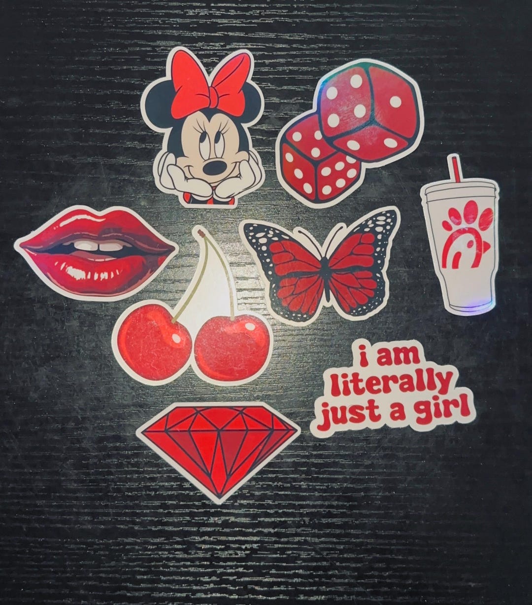 Red Sticker Set - 8 Pieces Laptop, Journal, Water Bottle - Etsy