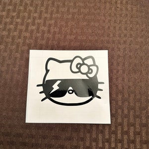 Hello Kitty Vinyl Decal – Cute Cartoon Car Sticker – Laptop Water Bottle Decal – Pink Kawaii Style Gift for Her