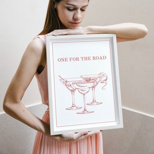 Trendy Wall Art Print Retro Poster One For The Road Bar Cart Modern Illustration Large Instant At Home Digital Download Decor Art Cocktails