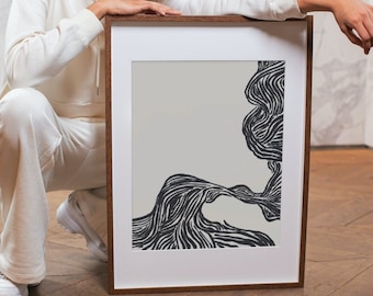 Wall Art, Black Poster Picture, Mid Century Modern, Geometric abstract art, Home decor, Black Wall decor, Pink Retro Printable, Minimal