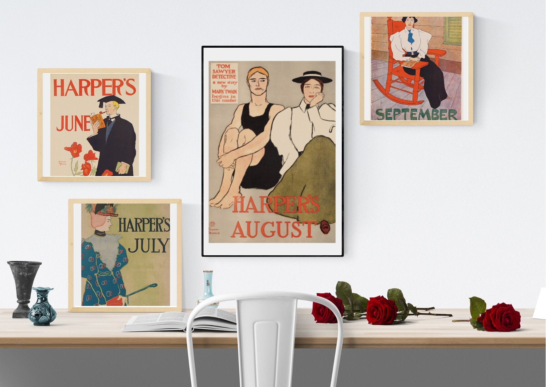 HARPER'S Magazine | Wall Set | 12 Prints | 1900 | Vintage Retro Posters ...