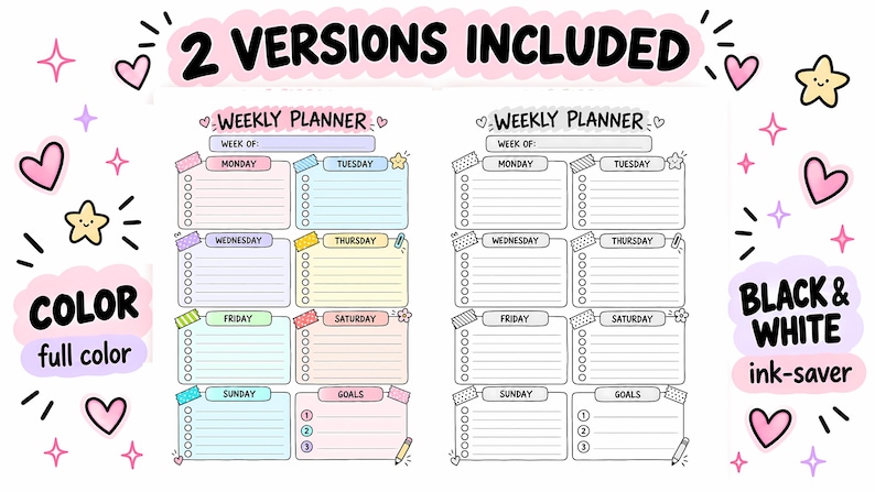 Weekly Planner Printable, Undated Week Organizer, Monday to Sunday to ...