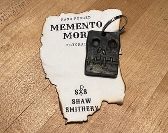 Hand Forged Skull Memento Mori Keychain -- Catholic Stocking Stuffer -- Groomsmen Gift