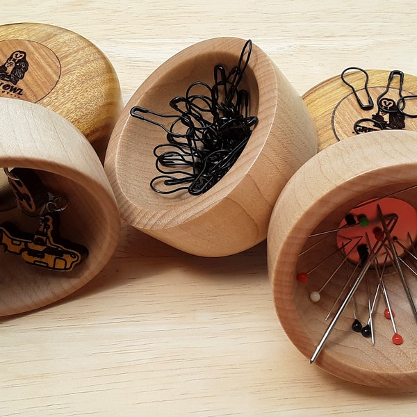 Magnificent Magnetic Wooden Bowls for Your Knitting, Crocheting, and Sewing Needs