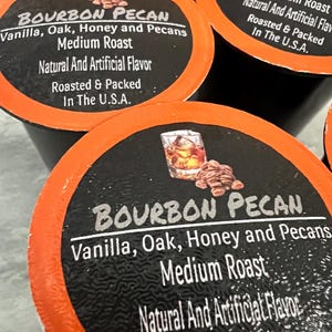 Bourbon Pecan Coffee Pods | Flavored K Cup Coffee | Low Acid Coffee | Mold Free Coffee | Smooth Coffee Pods | 25 count bulk