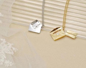 Personalized Mail Envelope Necklace | Custom Message Necklace | Personalized Envelope Love Letter Necklace | Stainless steel | Gift For Her