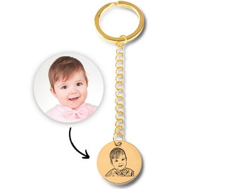 Baby Portrait Keychain I Custom Keychain I Custom Daughter Handmade Jewellery I Birthday Pendant I Christening I Babyshower I Minimalist