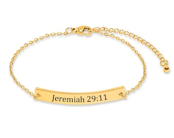 Bracciale versetto personalizzato della Bibbia, Collana di comunione, Ciondolo cristiano fatto a mano, Gioielli in oro di compleanno, Regalo di moglie, Minimalista