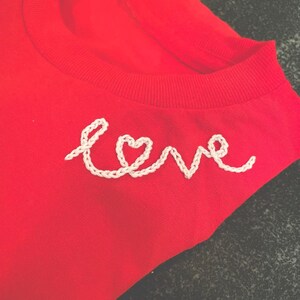 Hand Embroidered Crew Neck Sweatshirt - toddler and adult - Love
