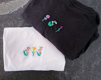 Hand Embroidered Crew Neck Sweatshirt - birth month flowers