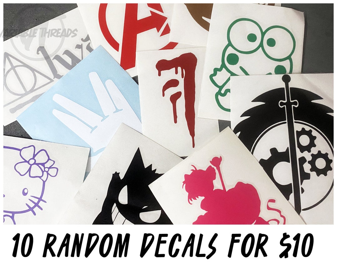 10 Random Decals/stickers for 10 Anime Superhoeroes Animation TV Shows ...