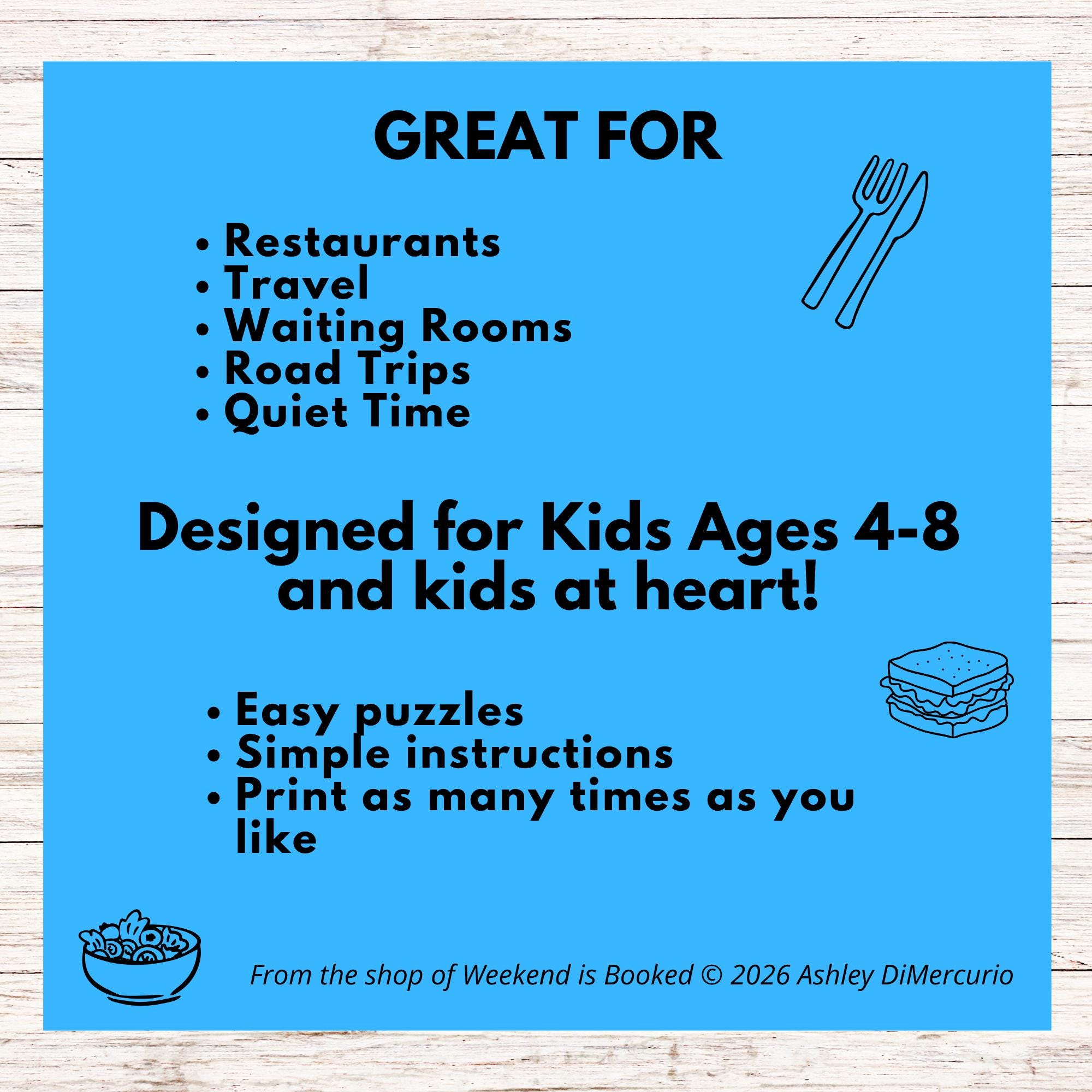 Restaurant Activity Pack for Kids | Waiting Games, Puzzles, Coloring ...