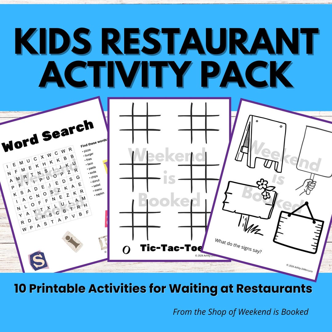 Restaurant Activity Pack for Kids Printable Travel Busy Book Toddler ...