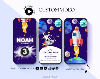 Space Birthday Video Invite, Kids Spacial Birthday Party, Animated Space Evite
