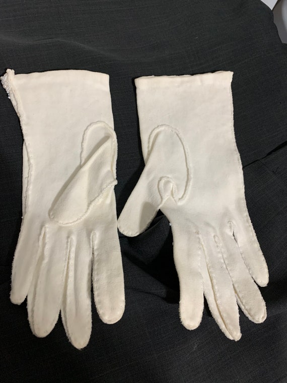 Formal gloves child white emblished faux pearl  #4 - image 2