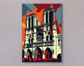 Notre Dame France Paris Modern Painting Canvas Wall Art Print  Ready to Hang Aesthetic Design Architecture Art Church Cathedral