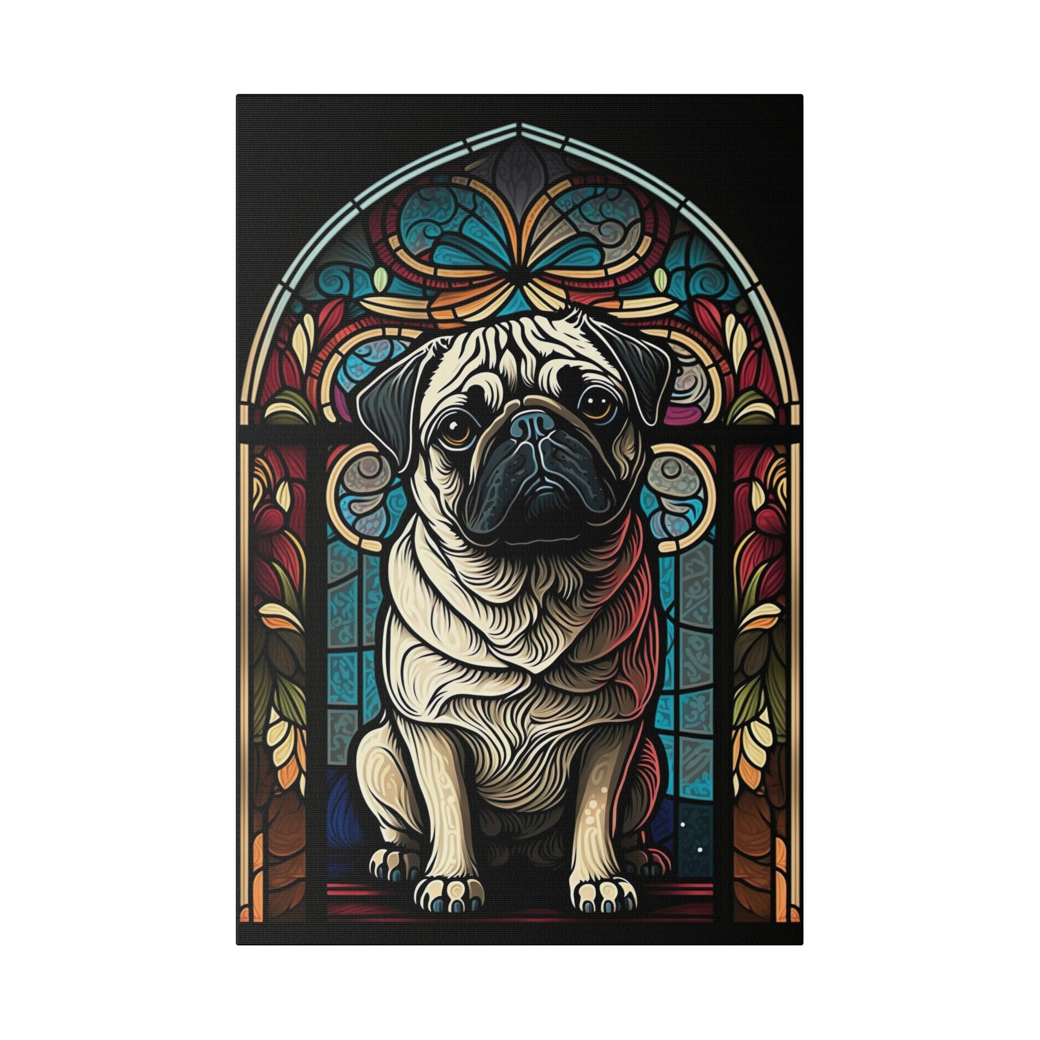 Stained Glass Fawn Cute Pug Cute Gift Digital Image Canvas