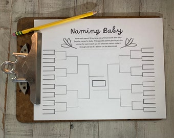 Baby Name Bracket, Decide on a Name for baby, Name Baby Game, Baby Shower Game, Print Ready, Download, Printable